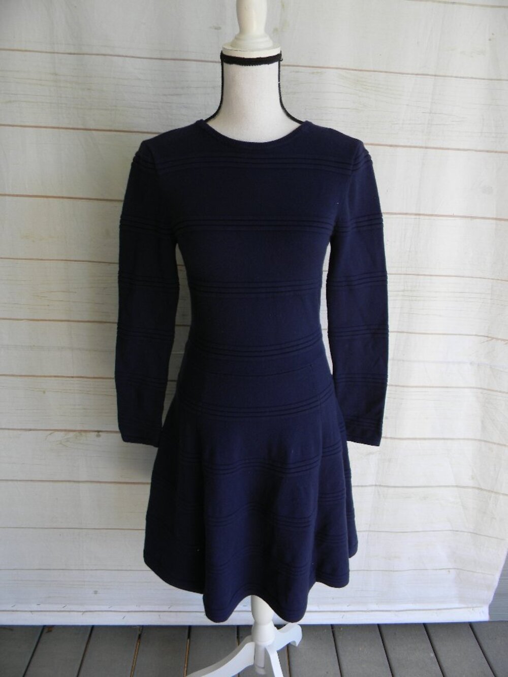 Alice + Olivia  Employed NAVY BLUE LONG SLV. A-LINE SWEATER DRESS SZ S